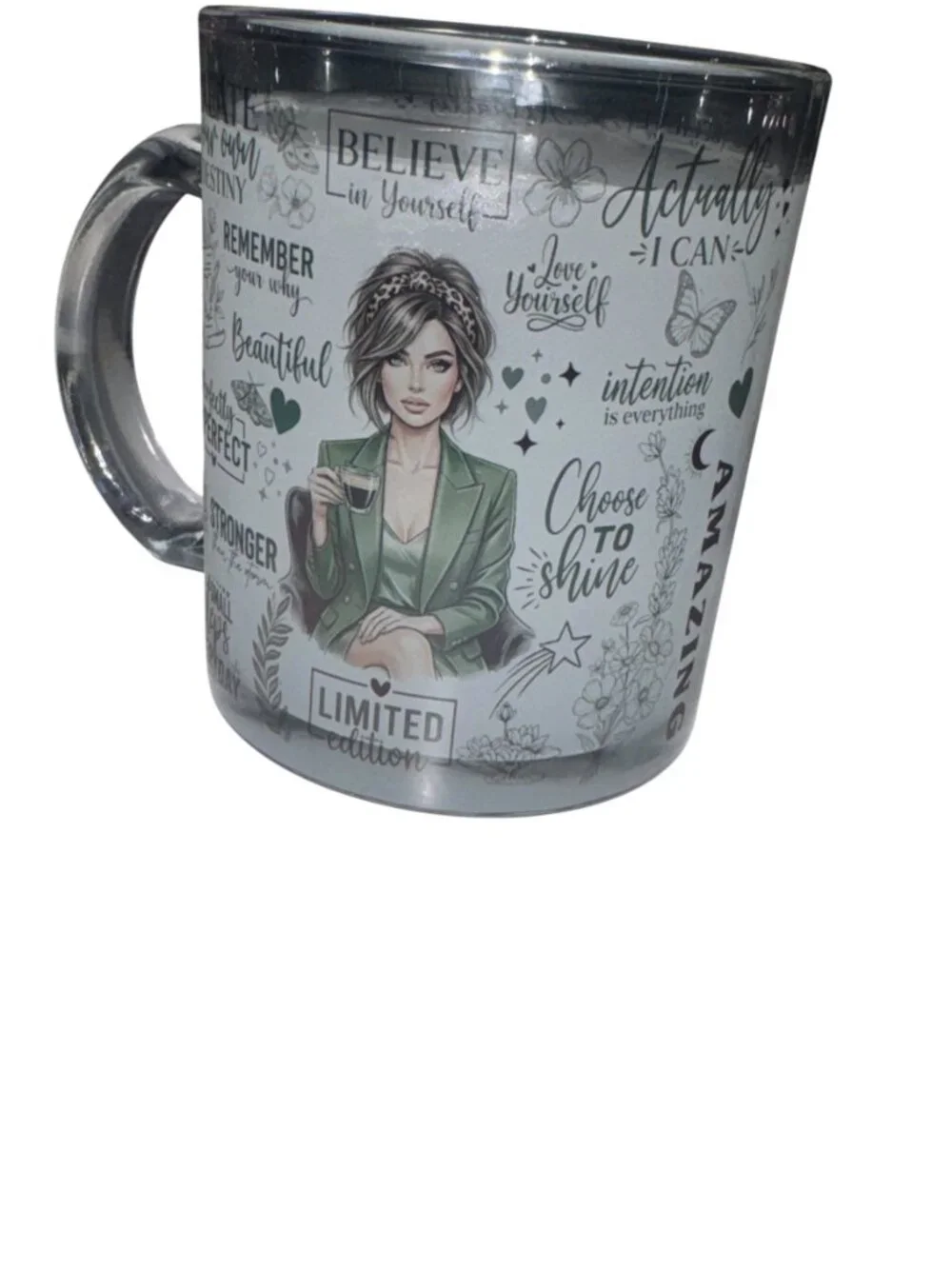 Inspirational Quotes Glass Coffee Mug for Women
